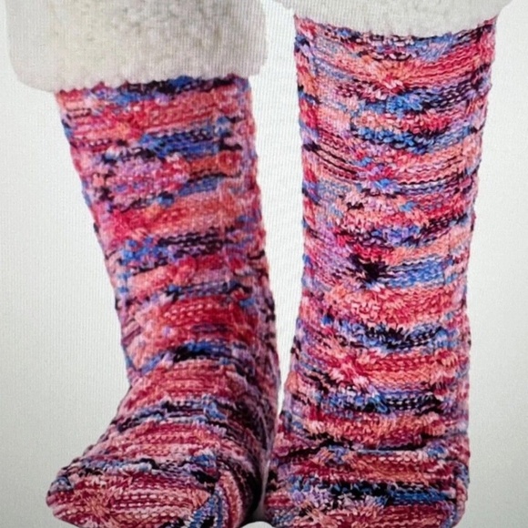 The Comfy Sleeper Sock Multicolor Slipper Socks cozy warm socks 6-10 NWT - Picture 9 of 10